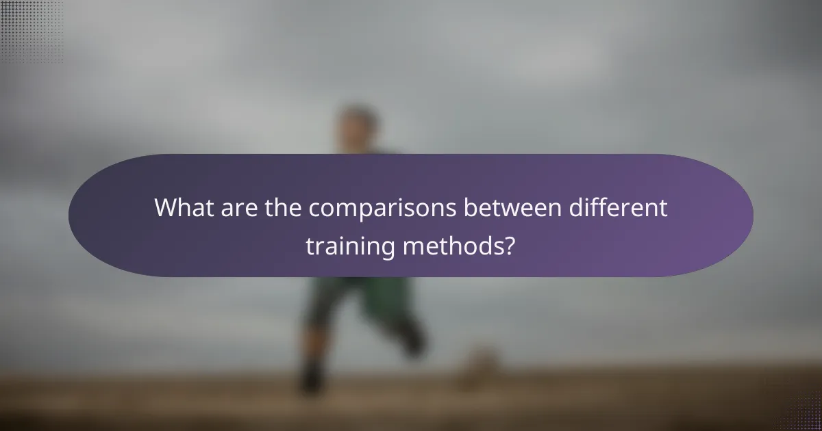 What are the comparisons between different training methods?