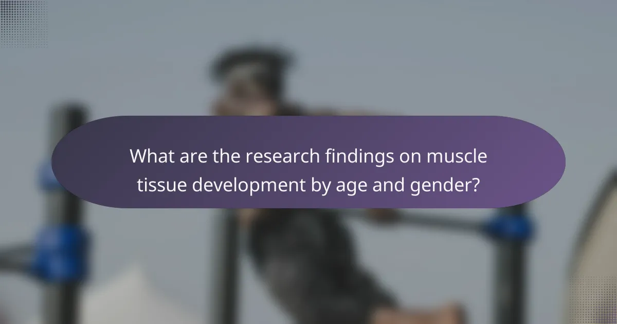 What are the research findings on muscle tissue development by age and gender?